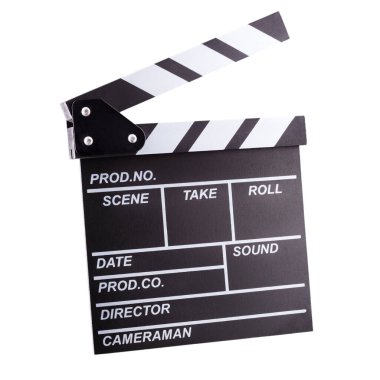 Film alkış tahtası kırpma yolu ile beyaz arkaplanda izole edildi