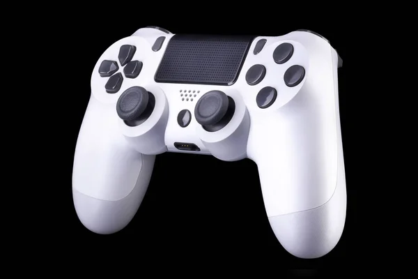 Witte video game joystick gamepad geïsoleerd op een zwarte achtergrond — Stockfoto