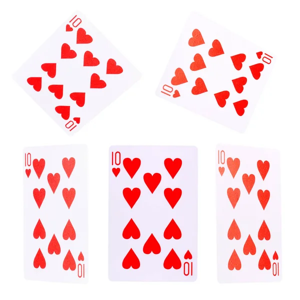 Jogando cartas para o jogo de poker em fundo branco com caminho de recorte . — Fotografia de Stock