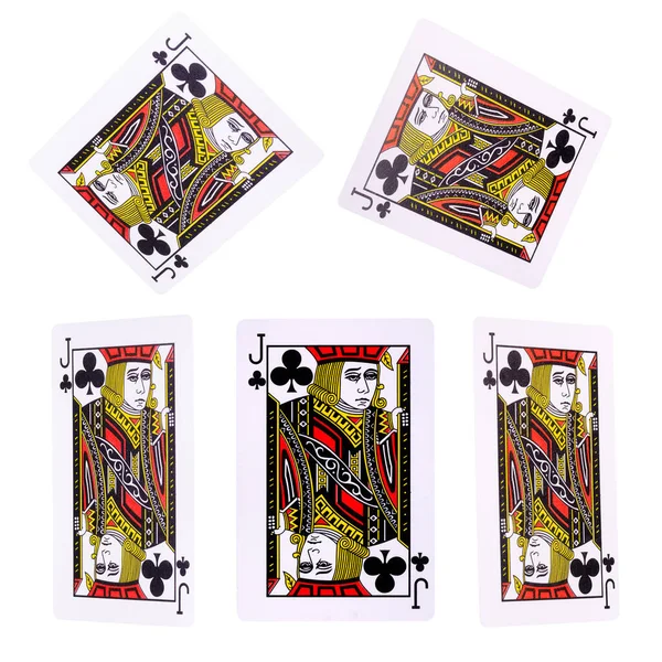 Kaarten spelen voor poker spel op witte achtergrond met clipping pad. — Stockfoto