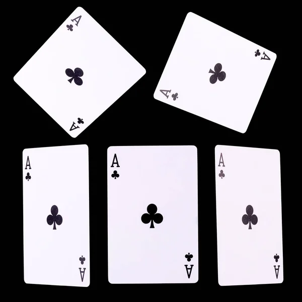 Jugar Las Cartas Para Juego Póquer Fondo Negro Con Ruta — Foto de Stock