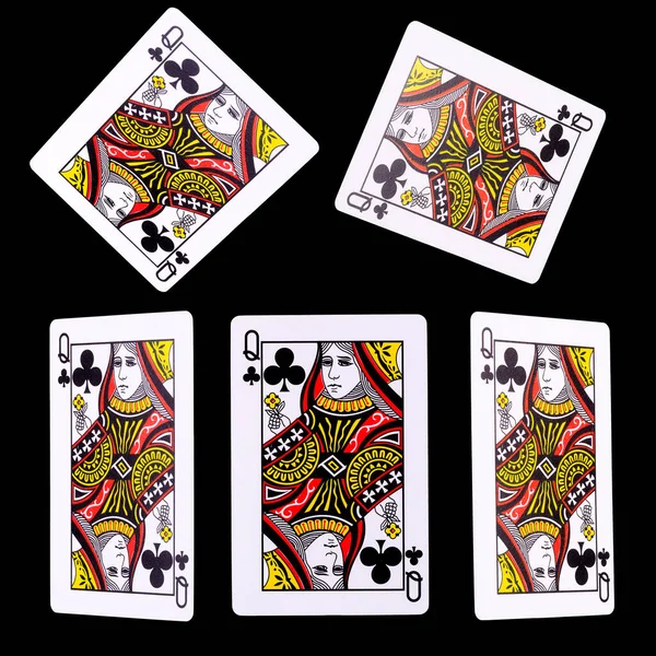 Playing Cards Poker Game Black Background Clipping Path Concept Gamble — Stock Photo, Image