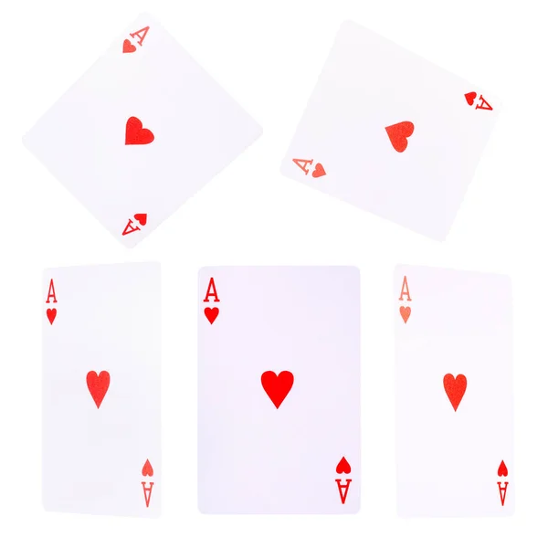 在白色背景下玩扑克游戏的扑克牌 有裁剪路径 博彩游戏和赌场的概念 — 图库照片