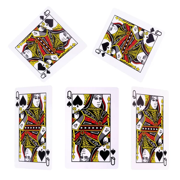 Jouer Aux Cartes Pour Jeu Poker Sur Fond Blanc Avec — Photo