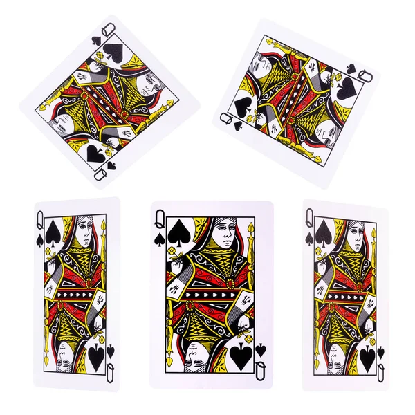 Playing cards for poker game on white background with clipping path. Concept of gamble games and casino