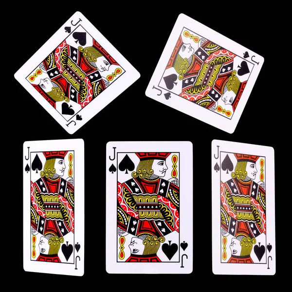 Playing Cards Poker Game Black Background Clipping Path Concept Gamble — Stock Photo, Image