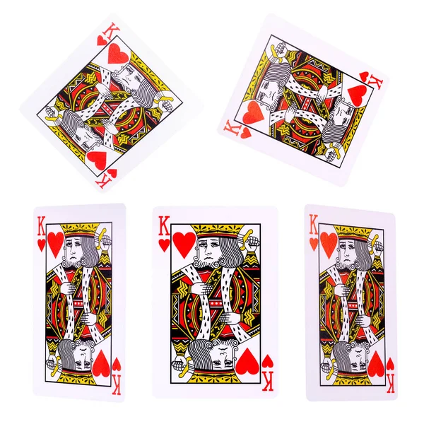 Playing cards for poker game on white background with clipping path. Concept of gamble games and casino