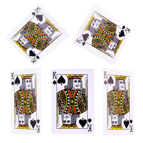 Kırpma Yolu Olan Beyaz Arkaplanda Poker Kartları Oynanıyor Kumar Kumarhane — Stok fotoğraf