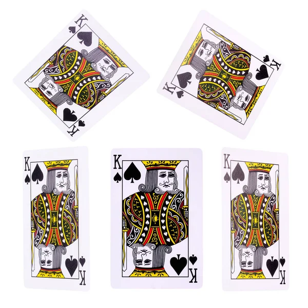 Playing cards for poker game on white background with clipping path. Concept of gamble games and casino