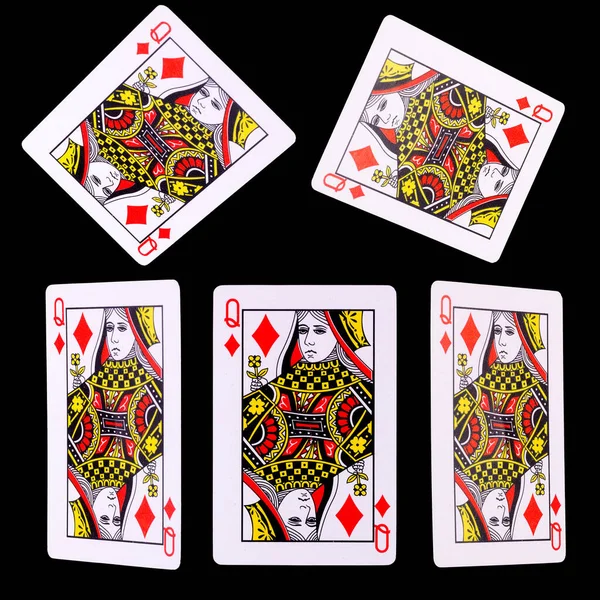 Playing Cards Poker Game Black Background Clipping Path Concept Gamble — Stock Photo, Image