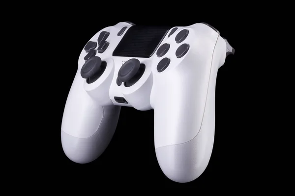 Videogioco Bianco Joystick Gamepad Isolato Uno Sfondo Nero Con Percorso — Foto Stock