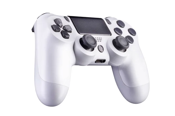Białe gry wideo joystick gamepad izolowane na białym tle — Zdjęcie stockowe