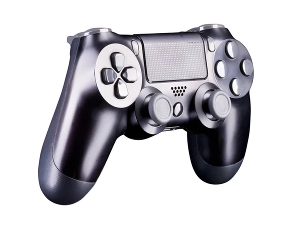 Jogo de vídeo preto joystick gamepad isolado em um fundo branco — Fotografia de Stock