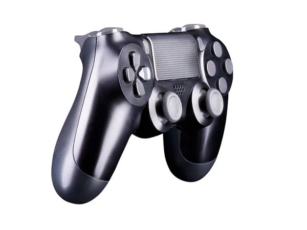 Jogo de vídeo preto joystick gamepad isolado em um fundo branco — Fotografia de Stock