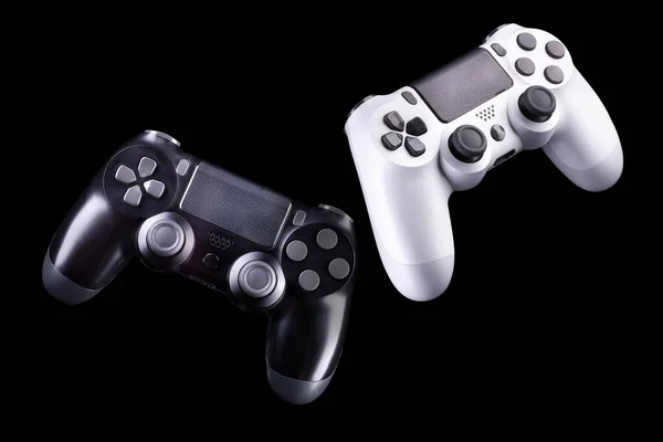 Σύνολο joysticks gamepad βιντεοπαιχνιδιών που απομονώνονται σε μαύρο φόντο — Φωτογραφία Αρχείου