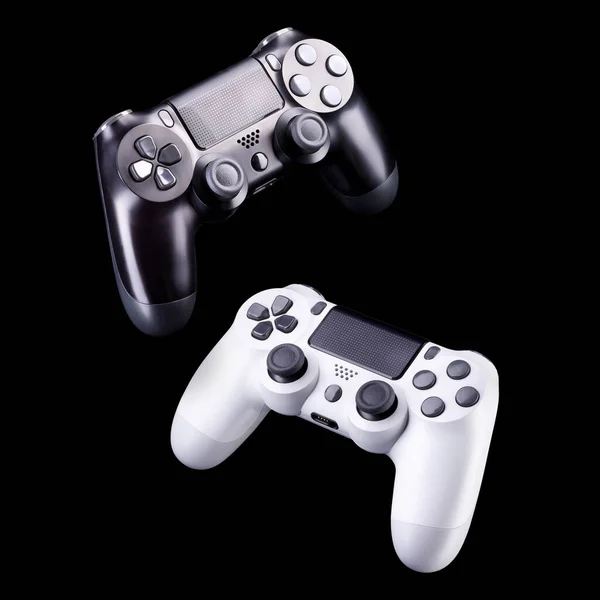 Zestaw gier wideo joysticks gamepad izolowany na czarnym tle — Zdjęcie stockowe