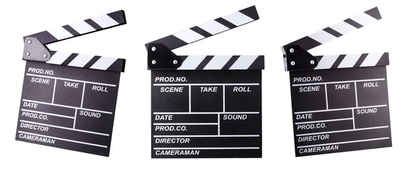 Set Van Film Clapper Boards Geïsoleerd Witte Achtergrond — Stockfoto