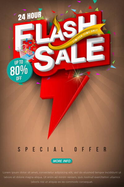 Flash sale bright banner or poster.
