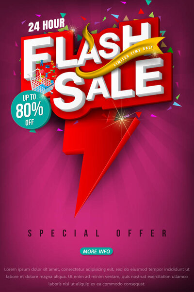 Flash sale bright banner or poster.
