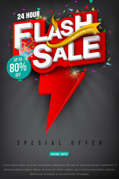 Flash sale bright banner or poster.