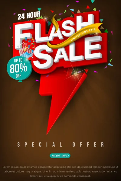 Flash sale bright banner or poster. — Stock Vector