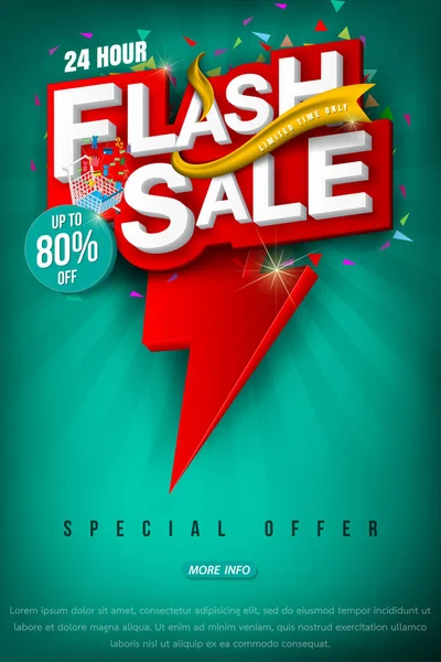 Flash sale bright banner or poster. — Stock Vector