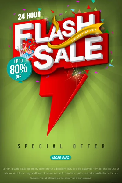 Flash sale bright banner or poster. — Stock Vector