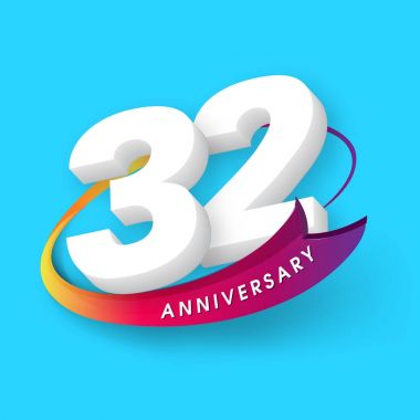Yıldönümü Amblemler 32 yıldönümü şablon tasarımı