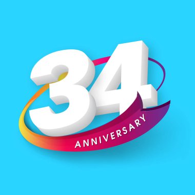 Yıldönümü Amblemler 34 yıldönümü şablon tasarımı