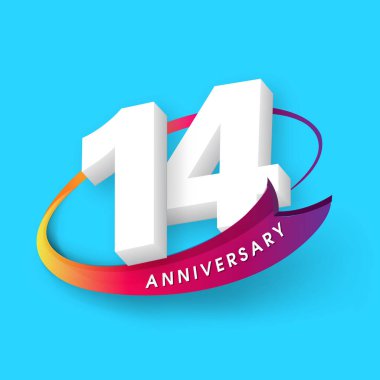 Yıldönümü Amblemler 14 yıldönümü şablon tasarımı