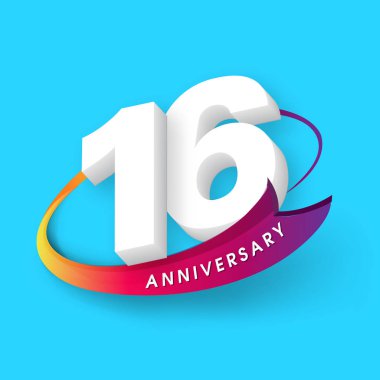 Yıldönümü amblem 16 yıldönümü şablon tasarımı