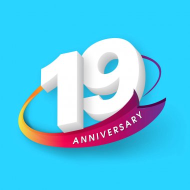 Yıldönümü amblem 19 yıldönümü şablon tasarımı