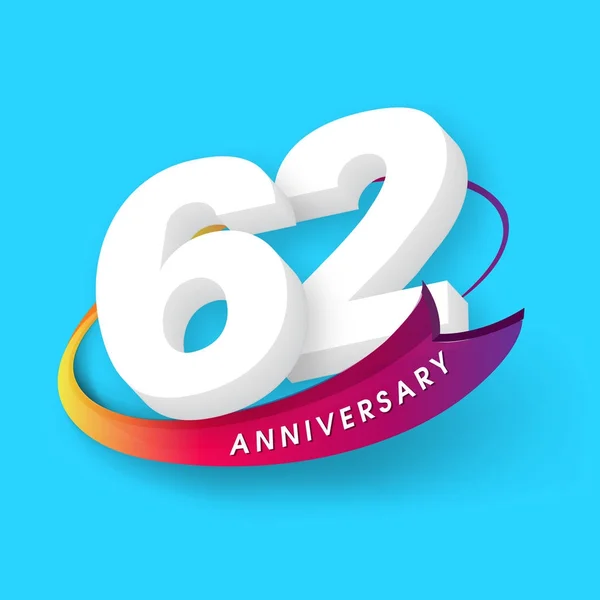 Emblemas de aniversário 62 design de modelo de aniversário — Vetor de Stock