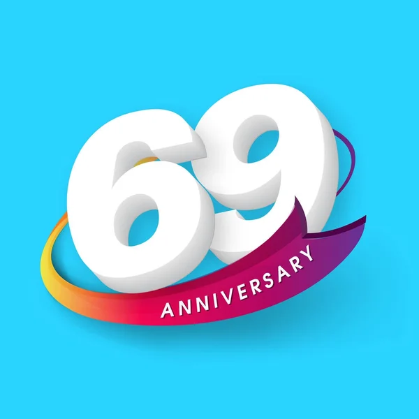Emblemas de aniversario 69 diseño de plantilla de aniversario — Vector de stock