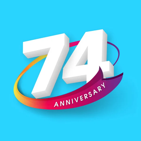 Emblemas de aniversario 74 aniversario plantilla de diseño — Vector de stock