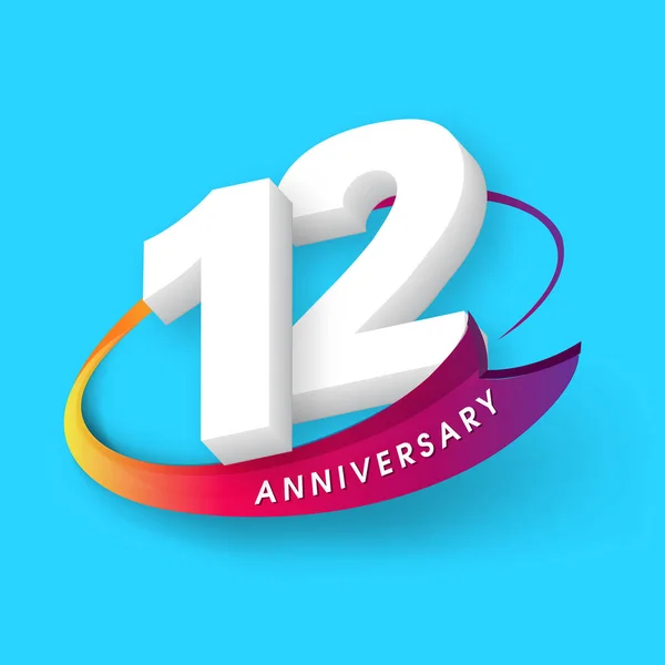 Emblemas de aniversario 12 aniversario plantilla de diseño — Vector de stock