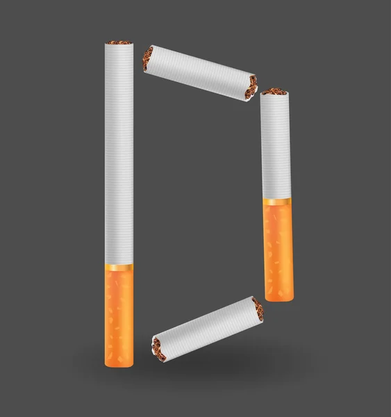 Ábécé "D" készült cigaretta-fekete háttér — Stock Vector