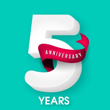 Yıldönümü Amblemler 5 yıldönümü şablon tasarımı