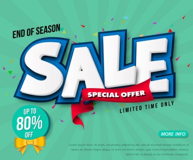 Satış banner şablon tasarımı, büyük satış kadar %80 indirim için özel. SUP