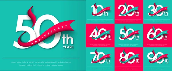 Set di emblemi Anniversario, progettazione modello anniversario per il web — Vettoriale Stock