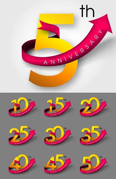 Set of Anniversary emblems , anniversary template design for web — Stock Vector