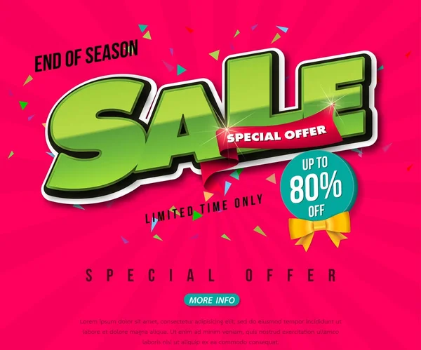 Sale banner template design, Big sale special up to 80% off. Sup — Stock Vector