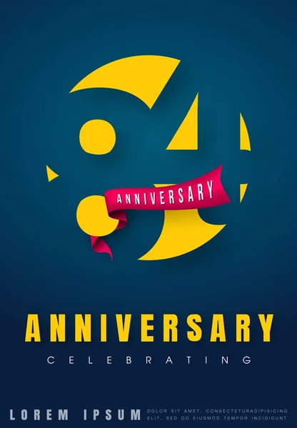 Anniversary emblem 84 årsdagen malldesign. Kreativa des — Stock vektor