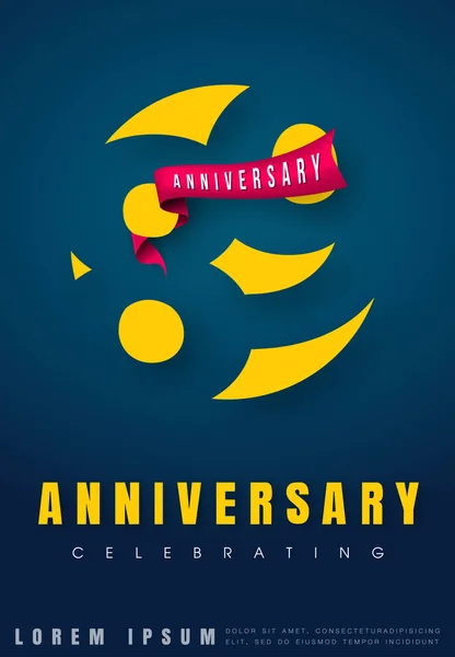 Anniversary emblems 89 anniversary template design. Creative des — Stock Vector