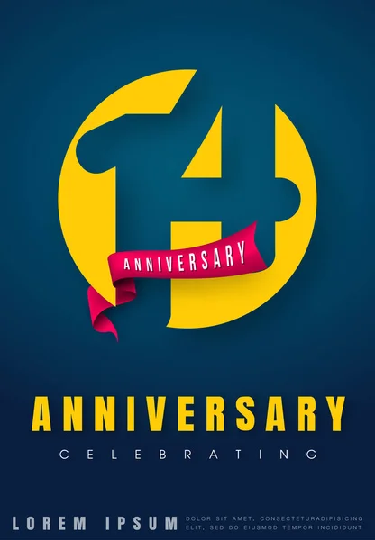 Emblemi Anniversario 14 progettazione modello anniversario. Creativi des — Vettoriale Stock