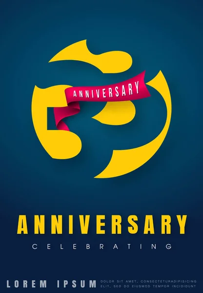 Anniversary emblems 33 anniversary template design. Creative des — Stock Vector