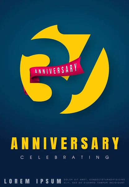 Anniversary emblem 37 årsdagen malldesign. Kreativa des — Stock vektor