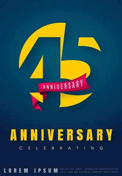 Anniversary emblem 45 årsdagen malldesign. Kreativa des — Stock vektor
