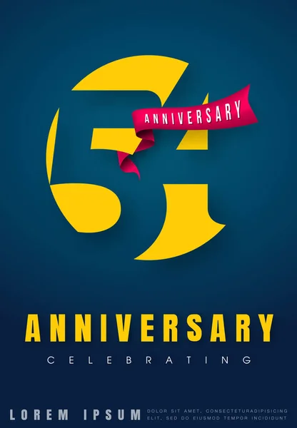 Emblemas de aniversário 54 design de modelo de aniversário. Criativa des — Vetor de Stock