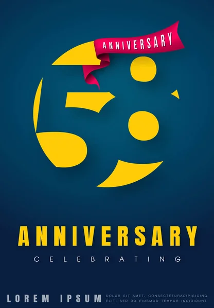 Emblemas de aniversario 58 diseño de plantilla de aniversario. Creativo des — Vector de stock